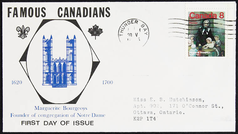 First Day Cover commemorating Marguerite Bourgeoys