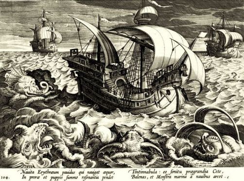 Woodcut of Sea and Serpents