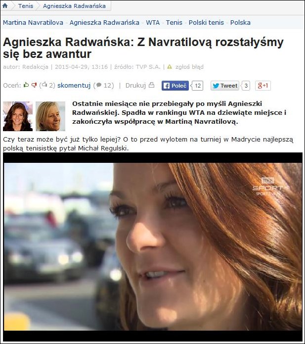 Navratilove Radwanska finish collaboration
