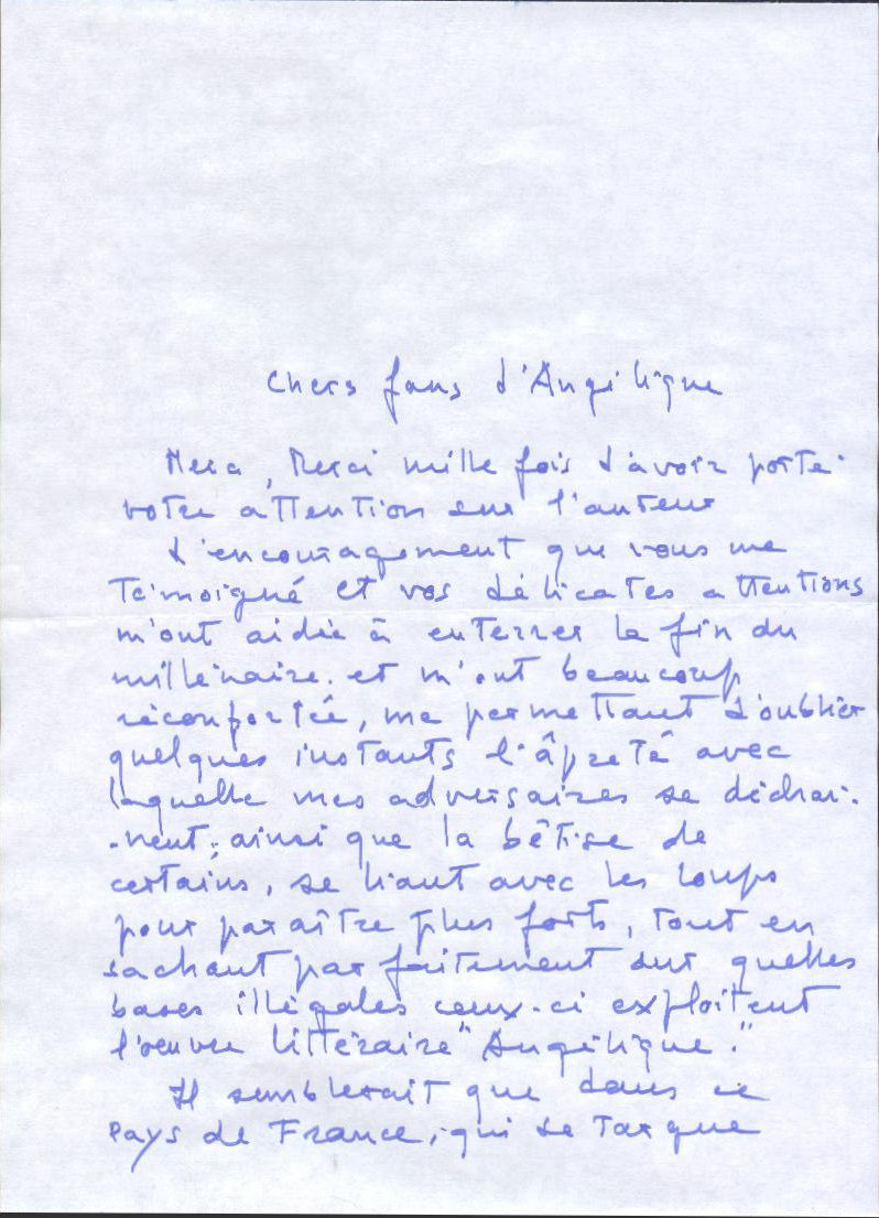 Page 1 Anne Golon Letter