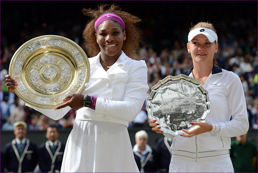 With Serena and Trophies Wimbledon 2012