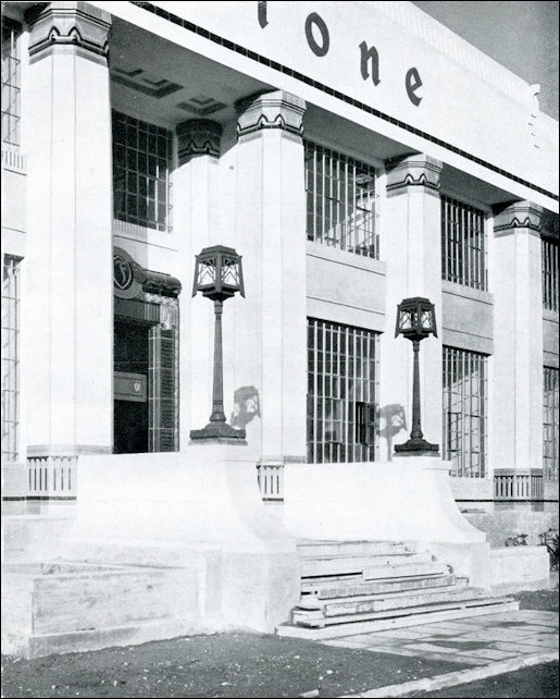 Entrance to the Firestone Building exhibiting the Egyprtian influence