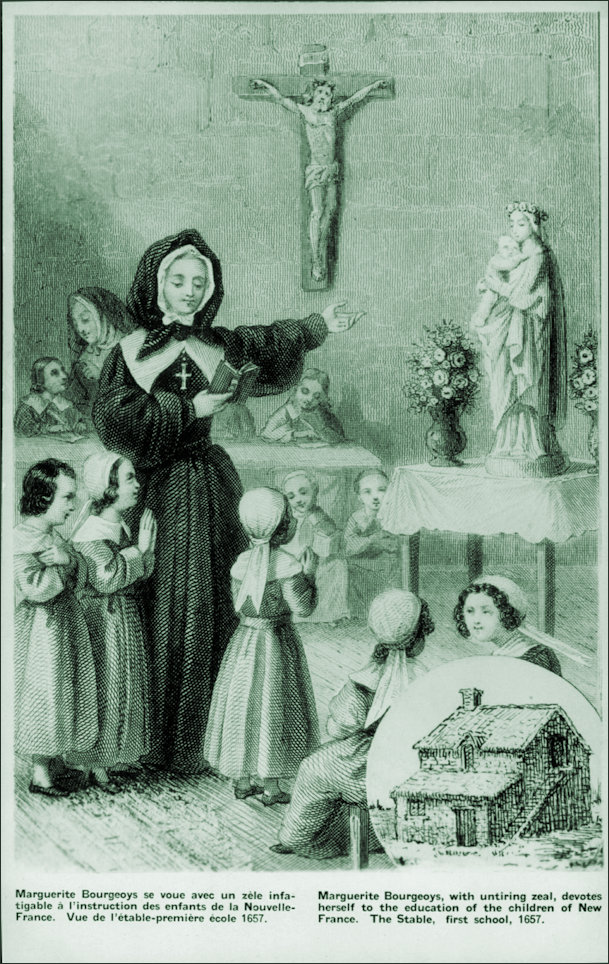 Marguerite Bourgeoys at prayer with the children