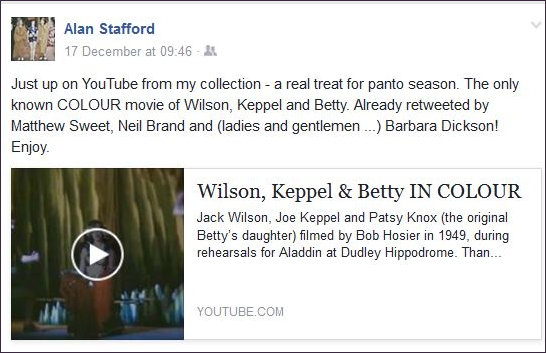 Alan Stafford Fb page announces Wilson Keppel and Betty in colour