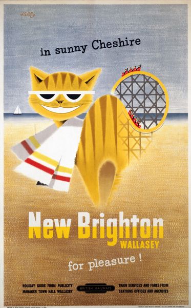 New Brighton by the Sea Cat Poster