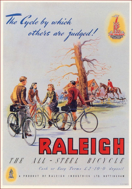Poster extolling the vitues of the Raleigh Bicycle