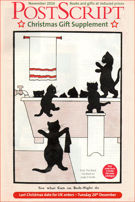 Postscript Books Christmas Gift Supplement cover featuring black cats