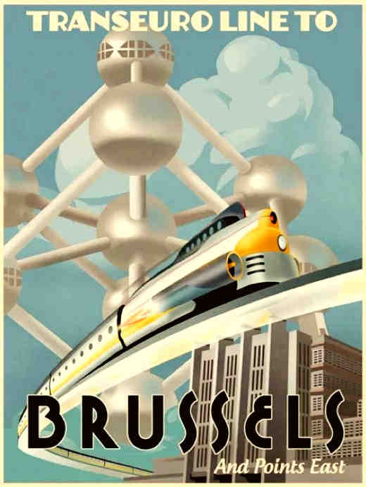 Brussels Train Travel Poster