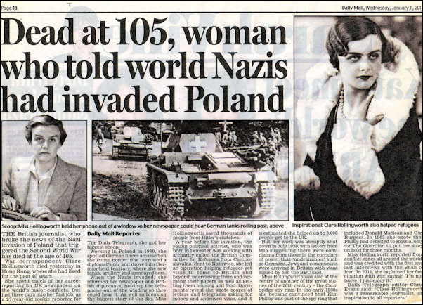 Clare Hollingsworth WWII Article