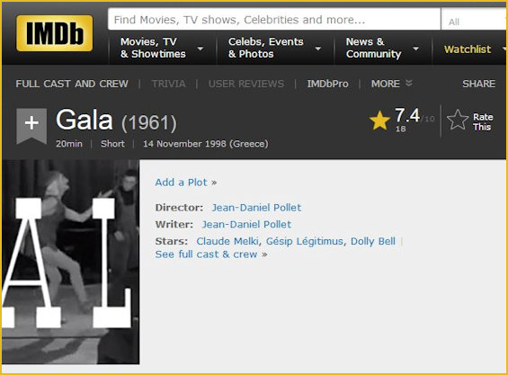 IMDB shot of 1961 film Gala