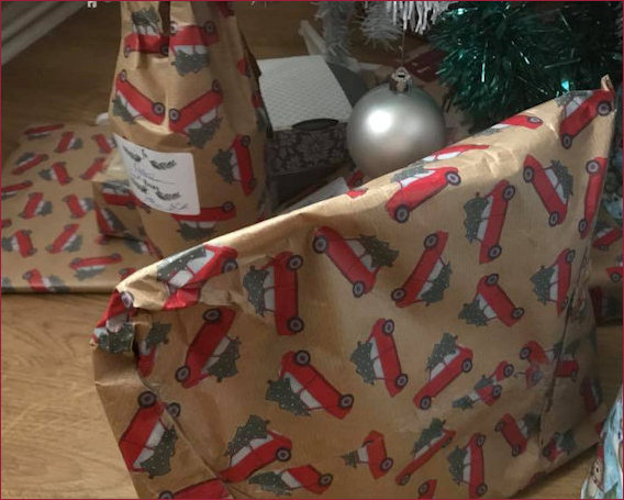 Presents wrapped in Xmas paper