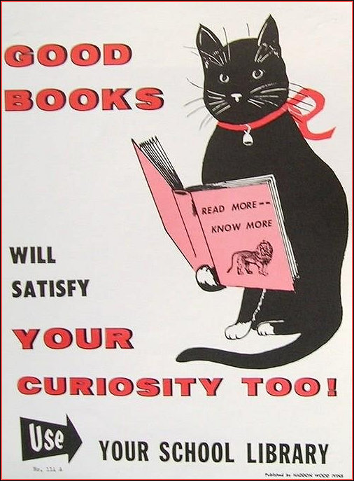 Library using a cat to urge you to read
