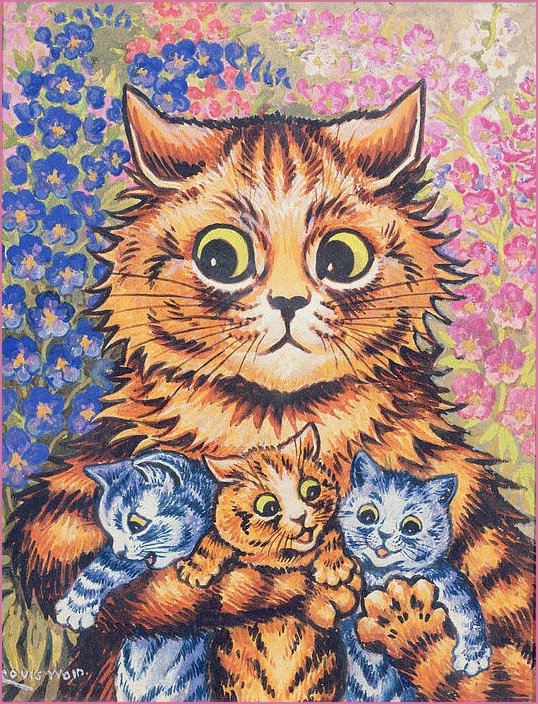 Mother Cat and Kittens by Lousi Wain