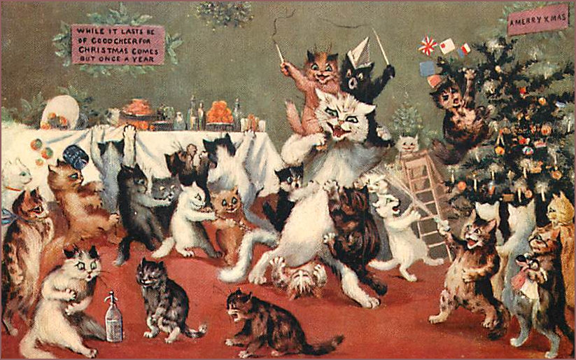 General Christmas frolicking cats 