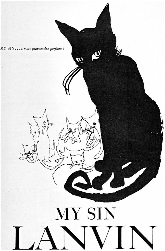 1920s drawn advert for Lanvin cat logo