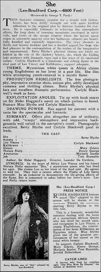 Film Review of She in 1926