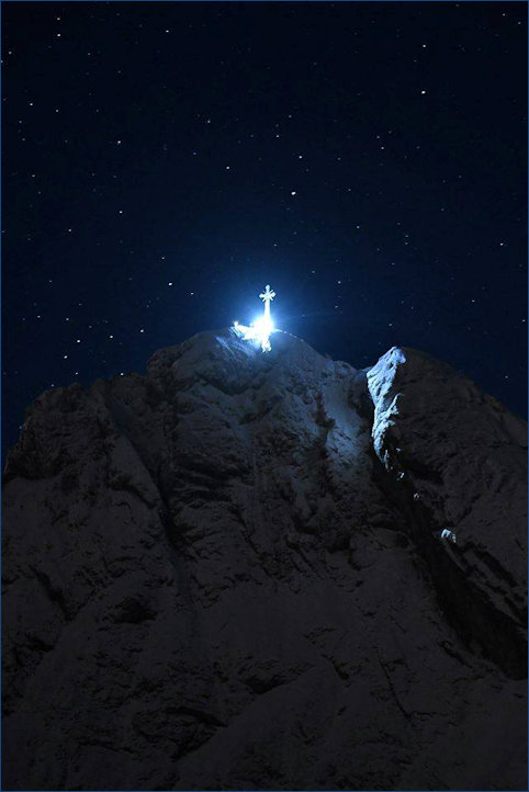 Giewont Peak at night