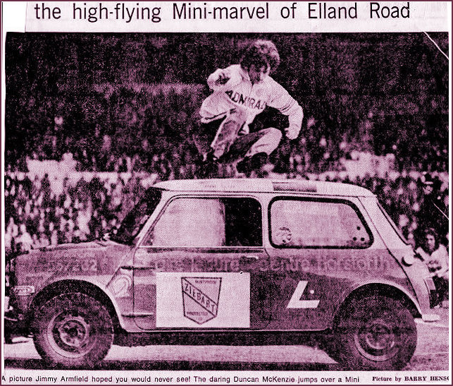 Duncan McKenzie hurdling over a Mini