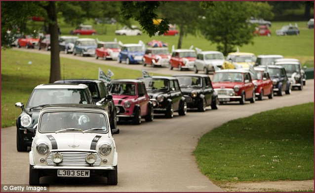 A line of Minis in production year order
