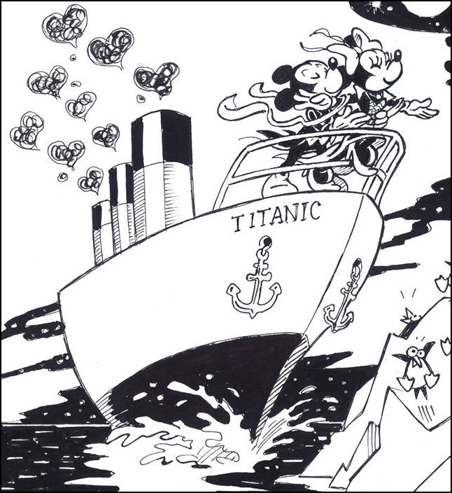 Mickey and Minnie Mouse Titanic cartoon