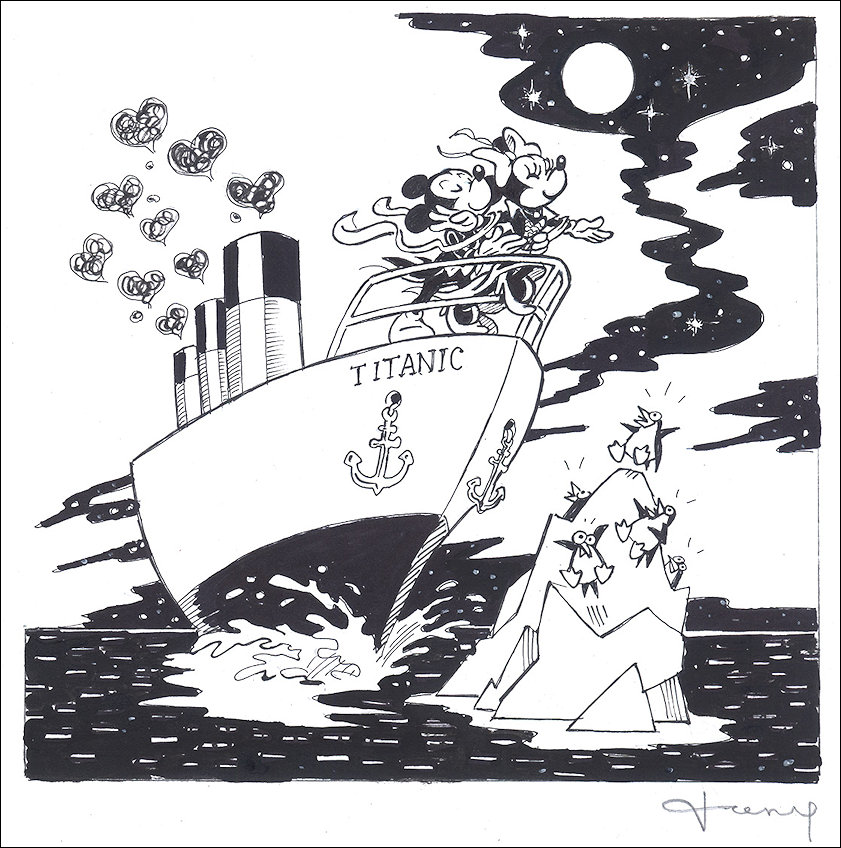 Titanic cartoon complete with signature