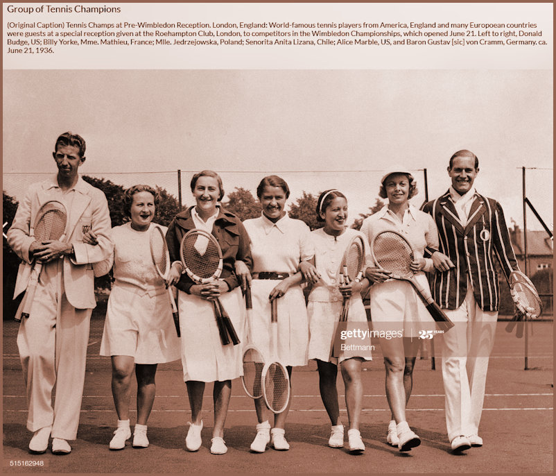 Stellar international tennis players were guests at a special reception given at the Roehampton Club 1937