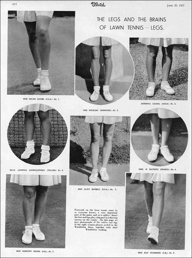 Ladies Tennis Players Legs 1937