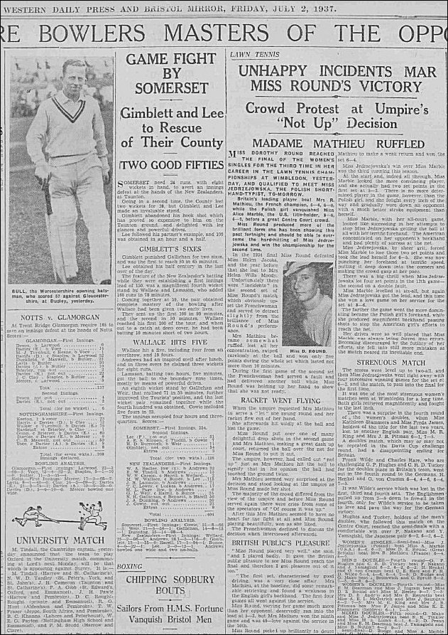 Western Daily Press & Bristol Mirror 2nd July 1937