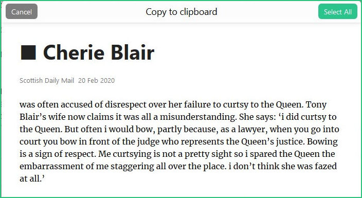 Cherry Blair excusing her appalling manners