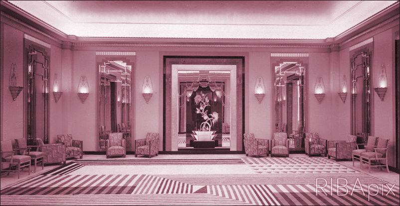 Claridge's Hotel, Brook Street, Mayfair, London: the reception hall with carpet designed by Marion Dorn