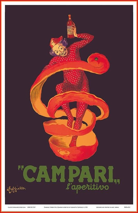 Advertising Poster for Campari featuring a Medi-eval style Jester