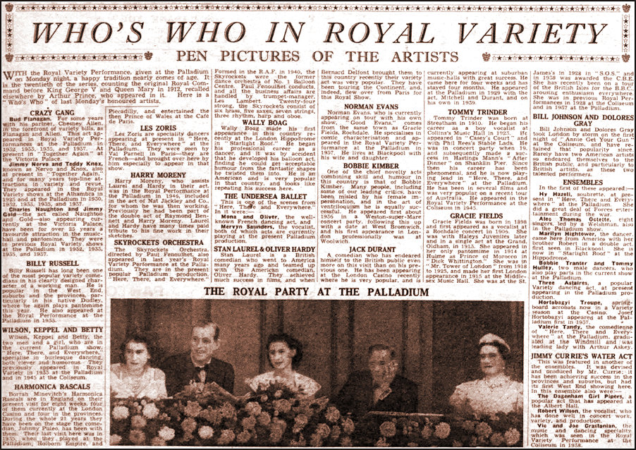 The Stage 1947 - Who's Who in the Royal Variety