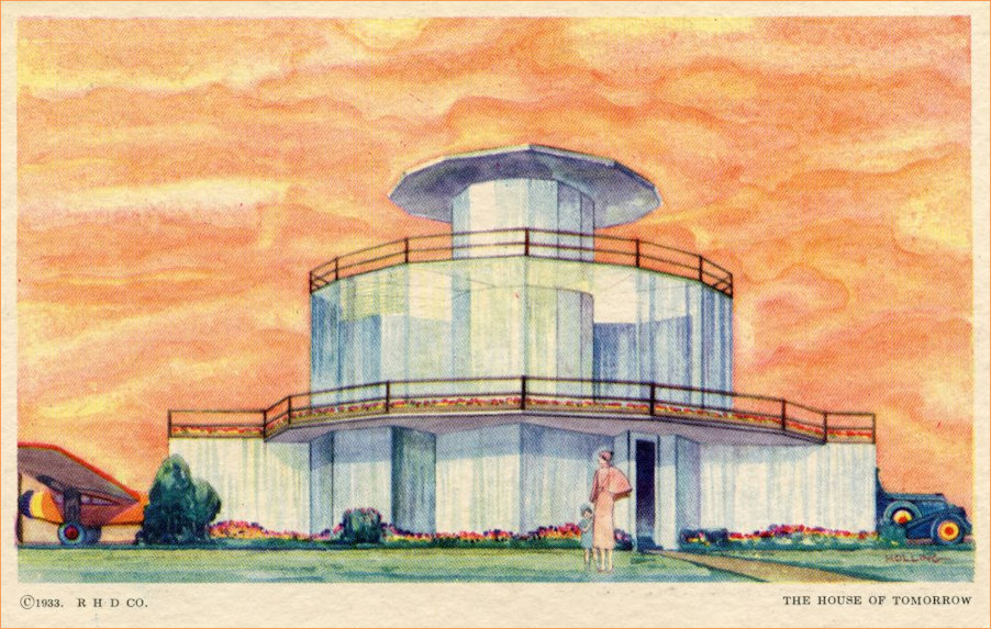 Postcard of  the 1933 Chicago World's Fair House of Tomorrow
