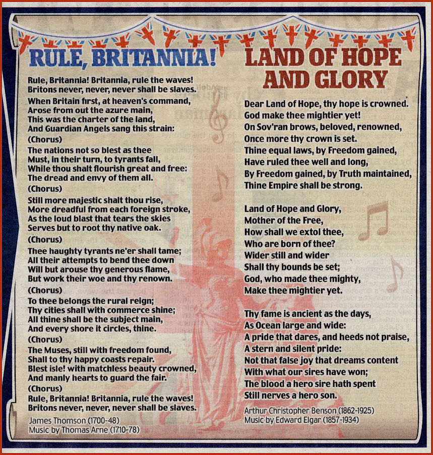 Rule Brittannia and Land of Hope and Glory words
