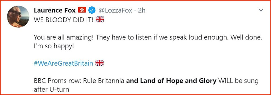 Tweet sent out by Laurence Fox