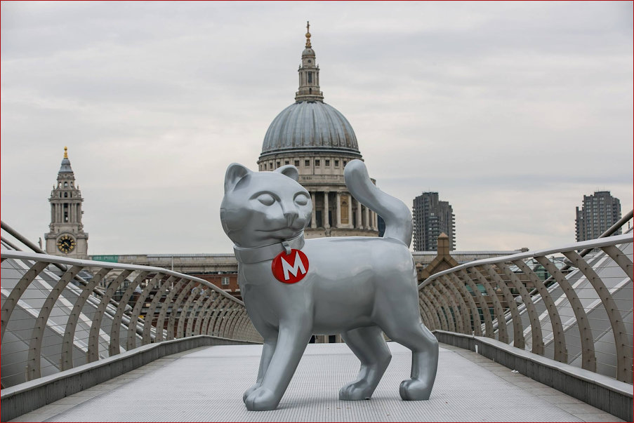 Giant Cat on Londons Millennium Bridge