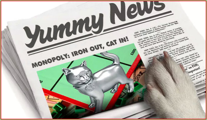 Newspaper Headlines about the new Monopoly Cat