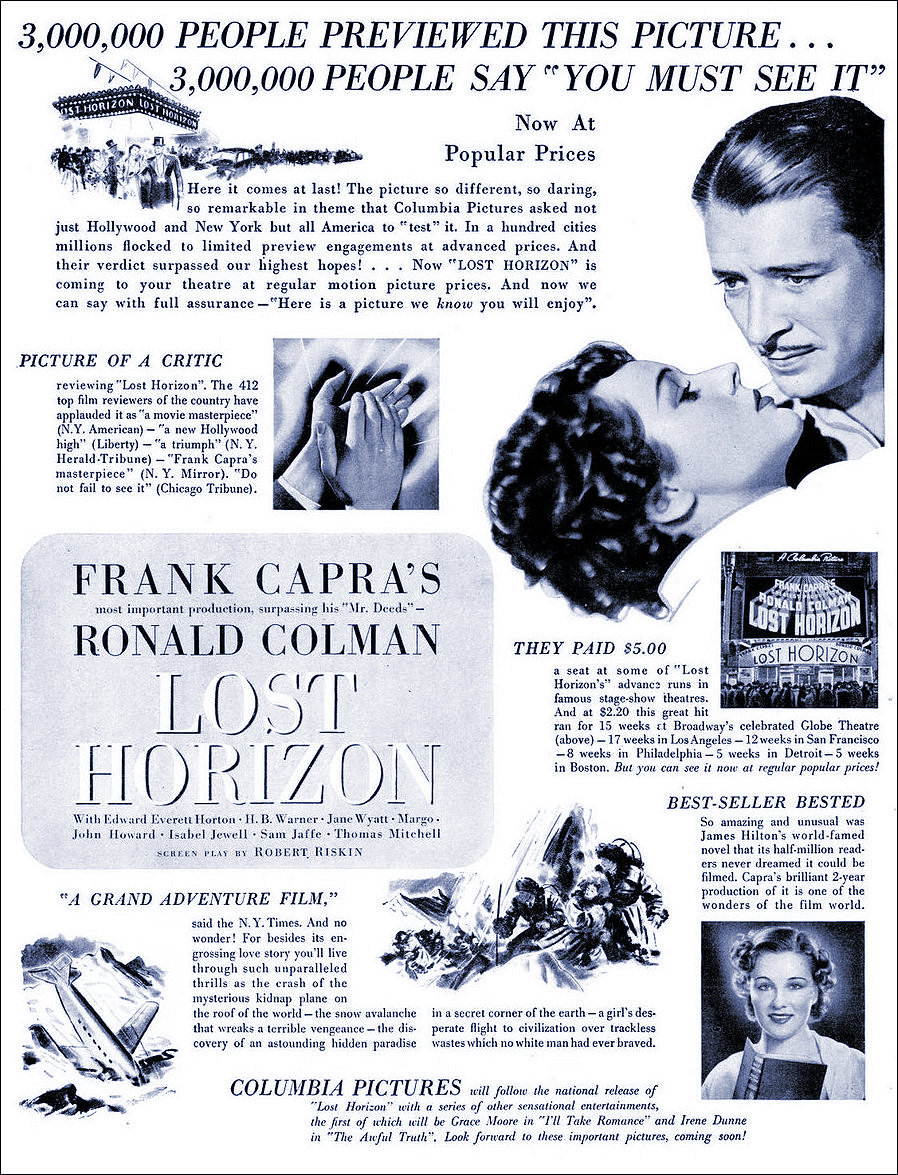 Magazine Advertisement for 1937 Lost Horizon