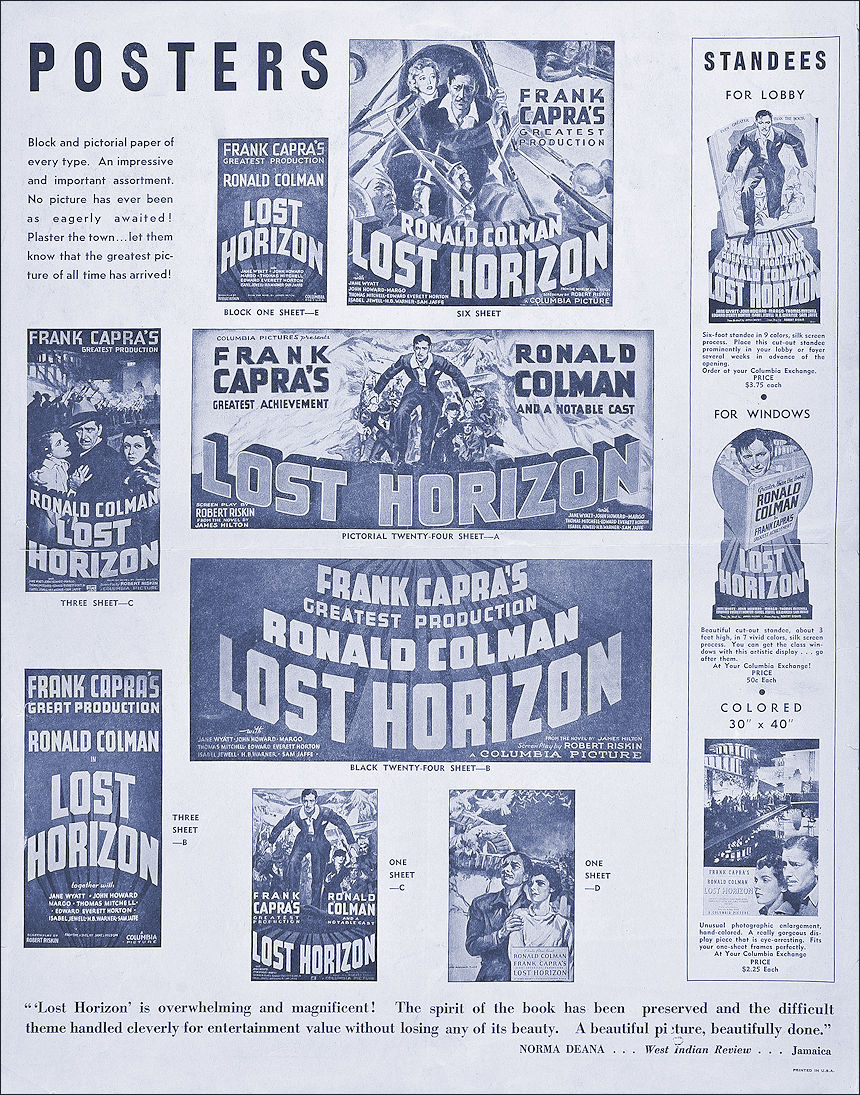 Advert for Lost Horizon Posters