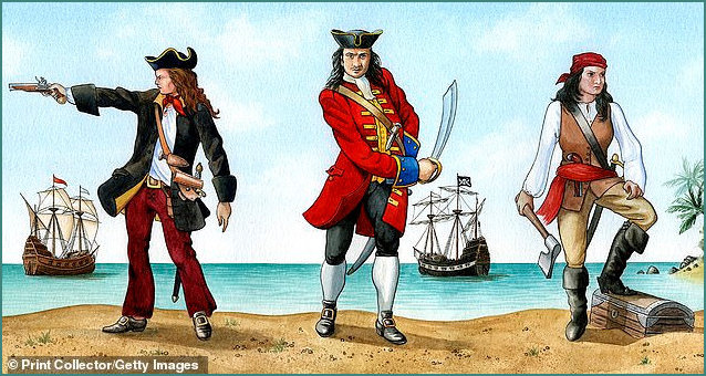 Trio of pirates Rackham, Read and Bonny