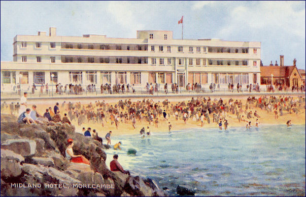 Painted image of the Midland Hotel from the beach