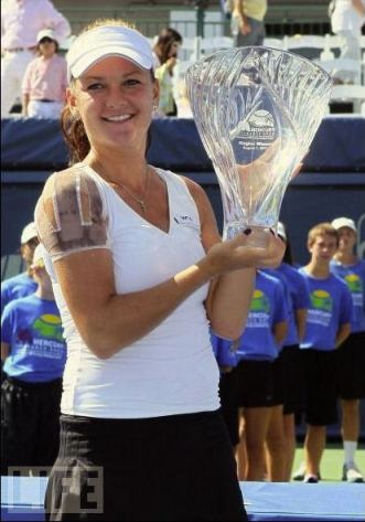 Agnieszka Radwanska with Mercury Insurance Open Glass Trophy