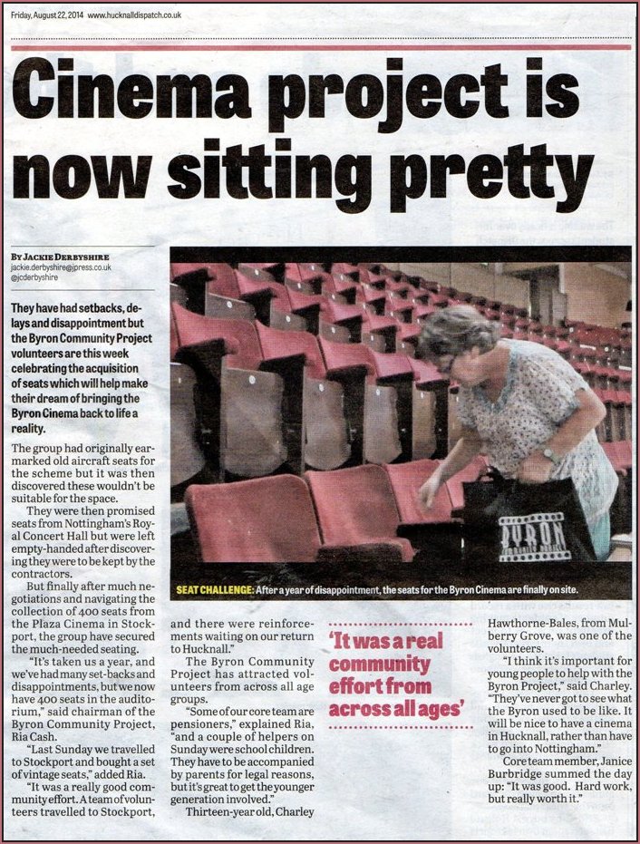 Seats have arrived Dispatch article