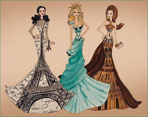 Fashions depicting Deco landmarks