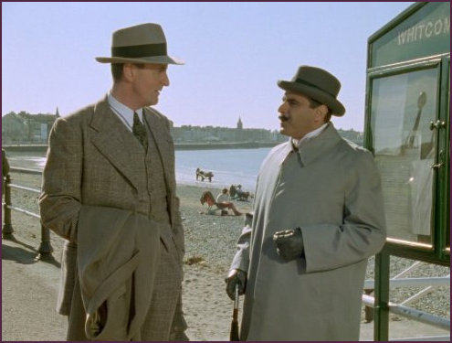 Hastings and Poirot with Morecambe backdrop