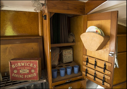 Camper interior food cupboard
