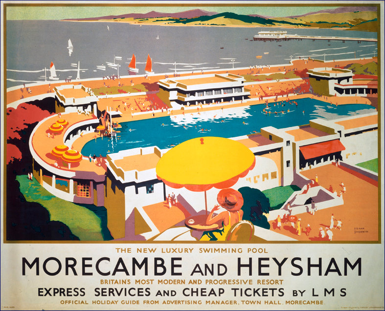 Railway poster promoting Morecambe and Heysham