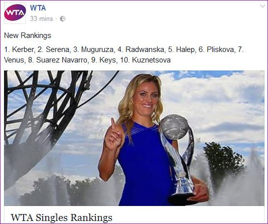 Angie Kerber No. 1 Aga No. 4 Tennis Singles Rankings