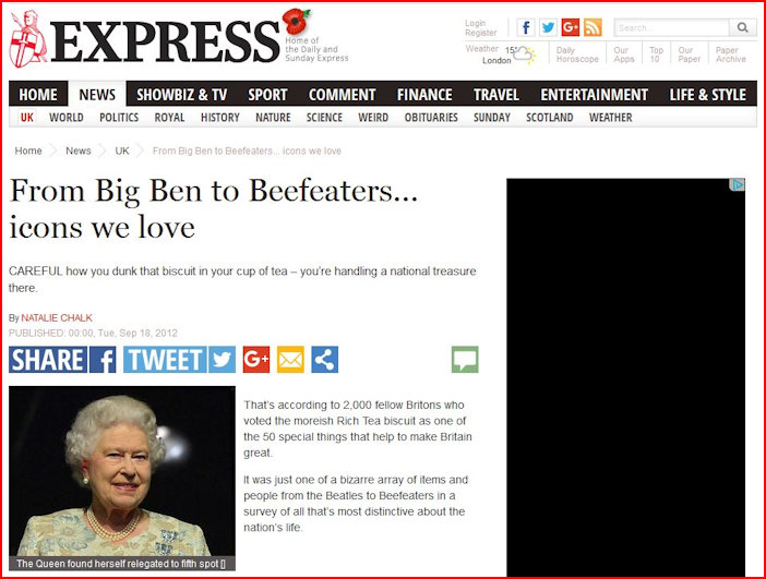 Daily Express web page article from 2012