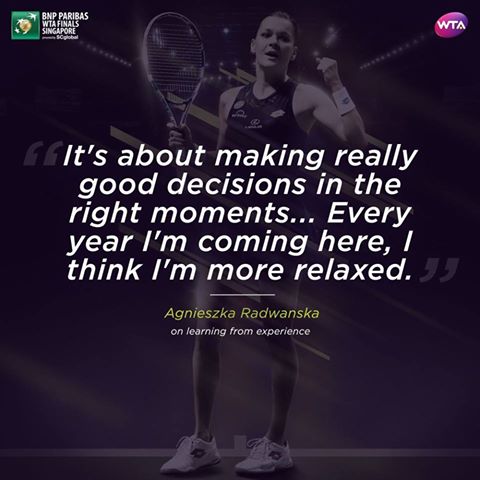 WTA Finals Aga commenting on how she is feeling